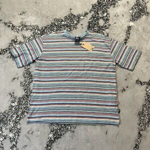 Quick Shirt Youth Size‎ XL Multicolor SIlver Tube Stripe Short Sleeve Crew